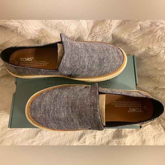 TOMS Women's Sunset Black Slub Chambray Slip-Ons, Size 7 - Picture 2 of 4